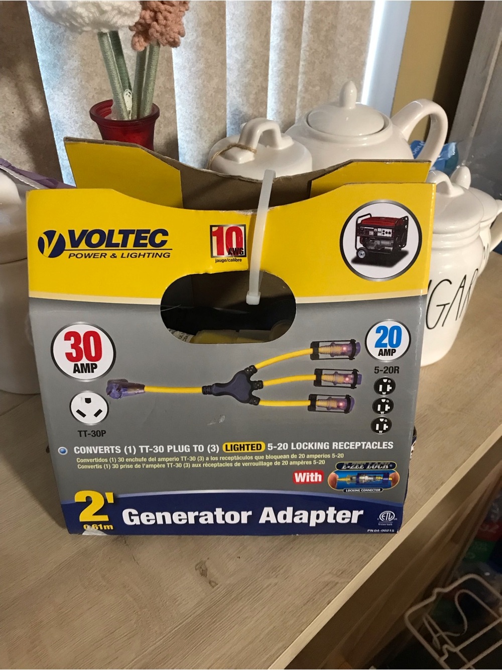 Yellow Generator Adapter - 30A to 20A (2 ft)